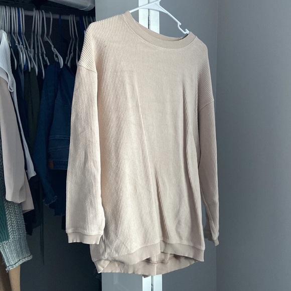 Aerie Corded Tan Sweatshirt, mark on left shoulder - Picture 2 of 6